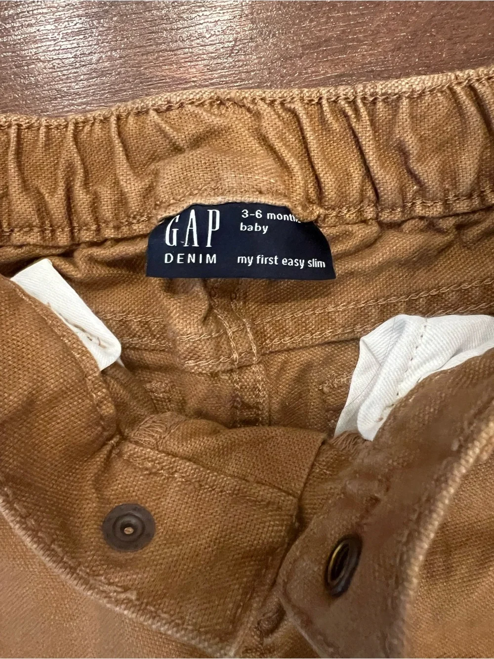 Gap Denim Baby Jeans 3-6M Tan Snap Legs, Stretch
